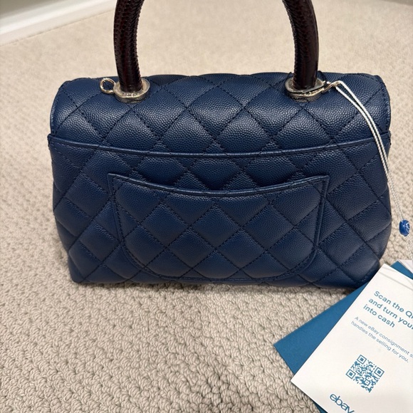 Chanel Dark Blue top handle flap bag satchel NWT - Picture 8 of 11